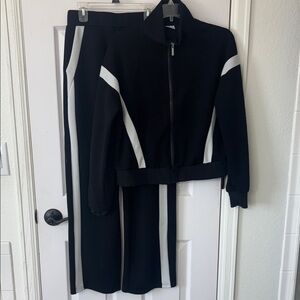 Stylish Black and White Women's Jogger Set